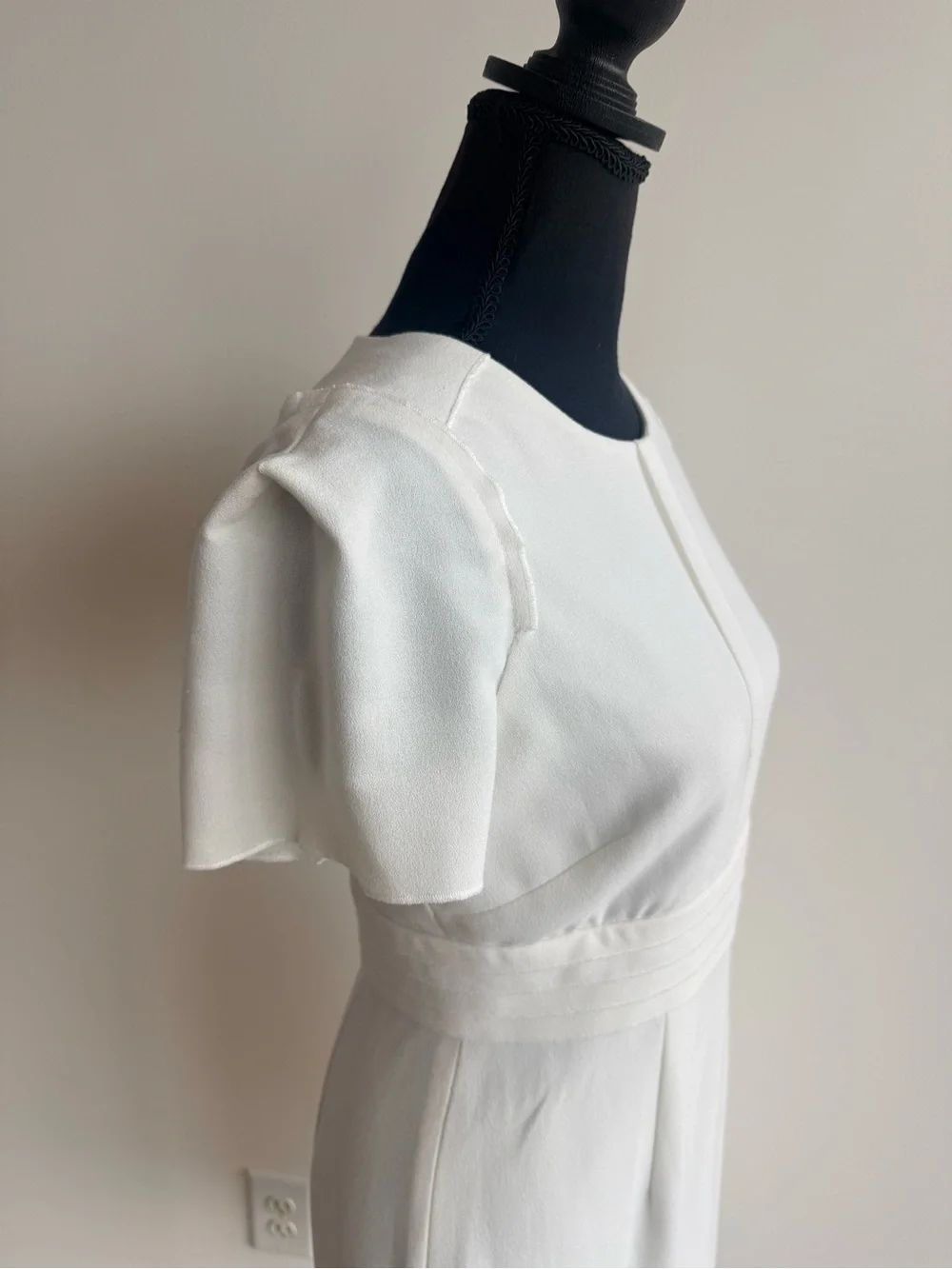 Adrianna Papell White Short-Sleeve Midi Sheath Dress